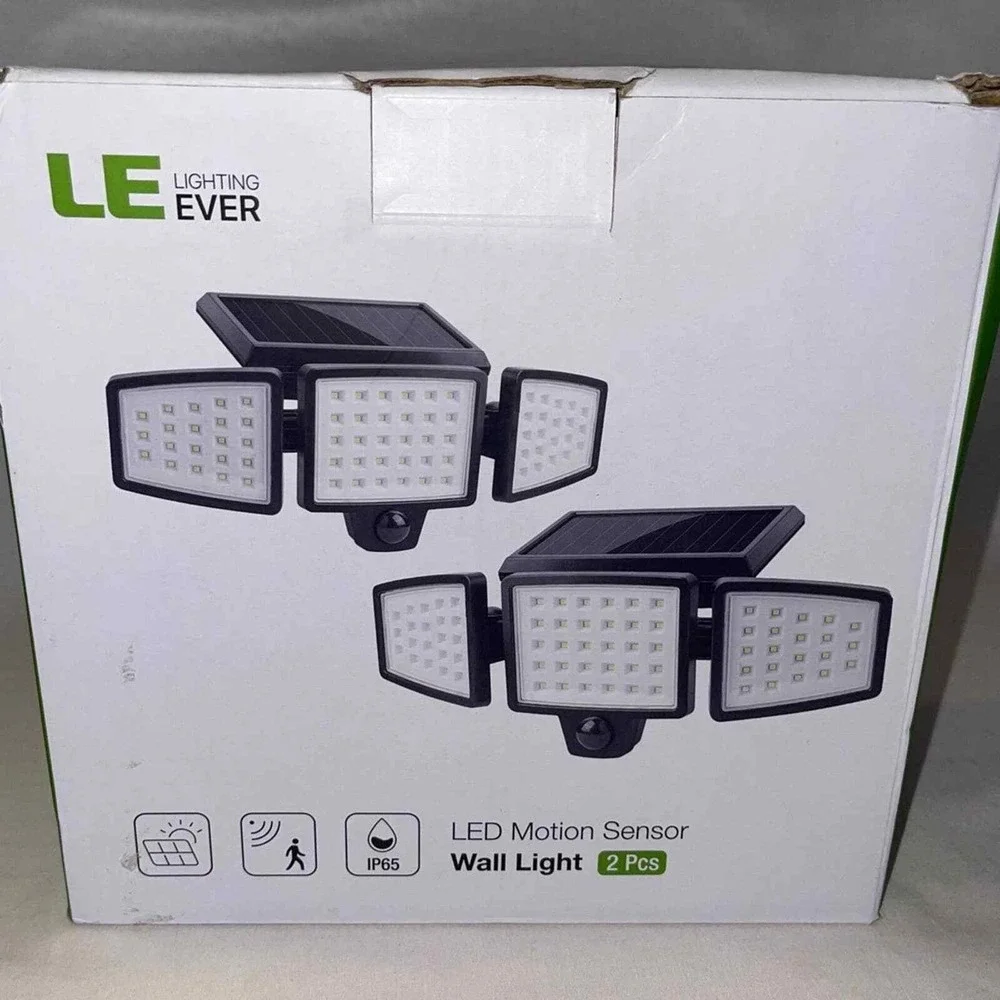 LE Lighting Ever 2-Pack Solar Motion Sensor 3-Head LED‎ Wall Lights